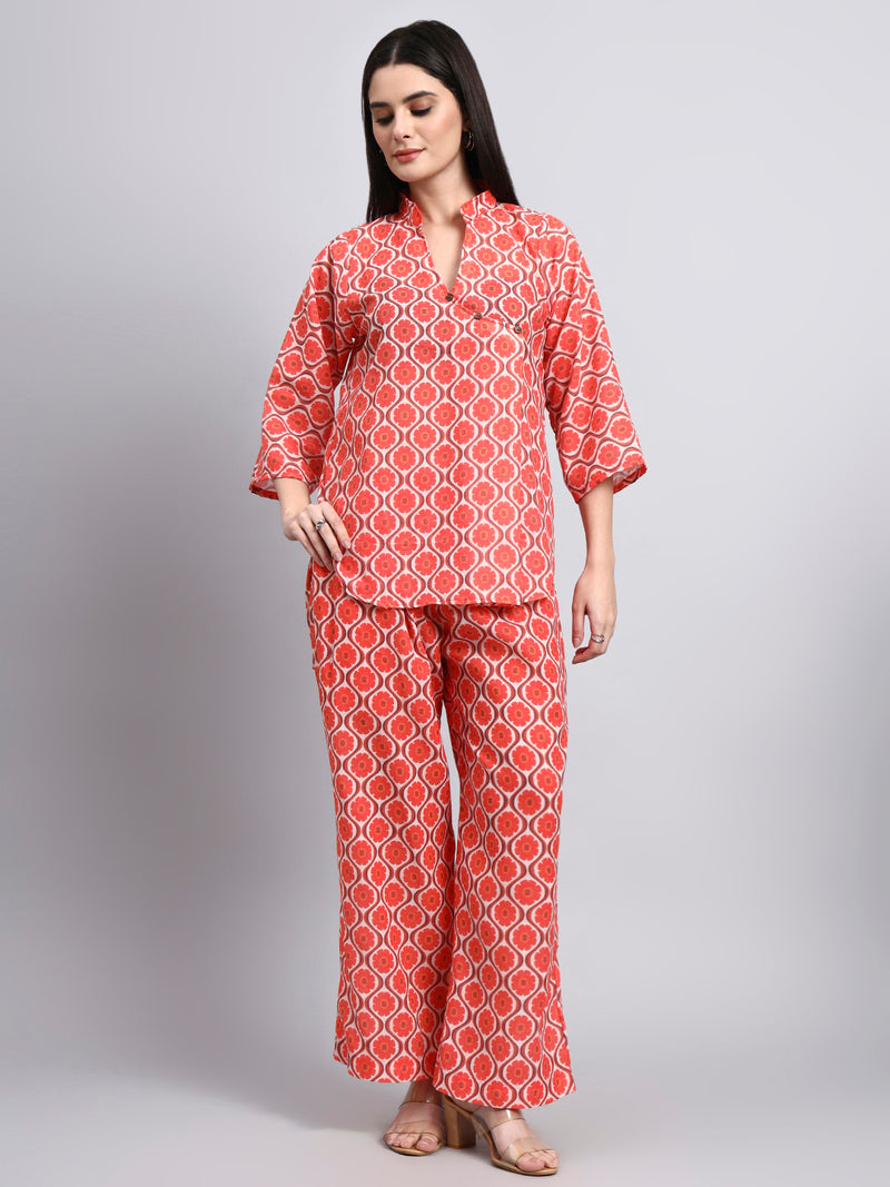 Inaya Orange Retro Floral Co-ord Set