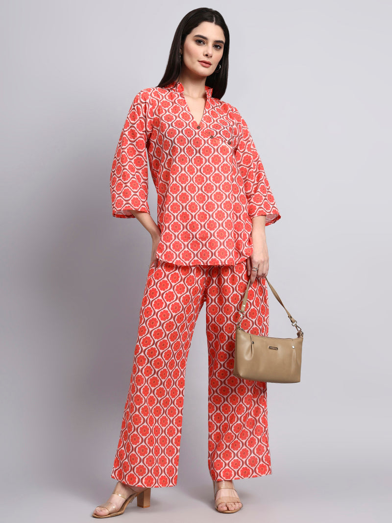 Inaya Orange Retro Floral Co-ord Set