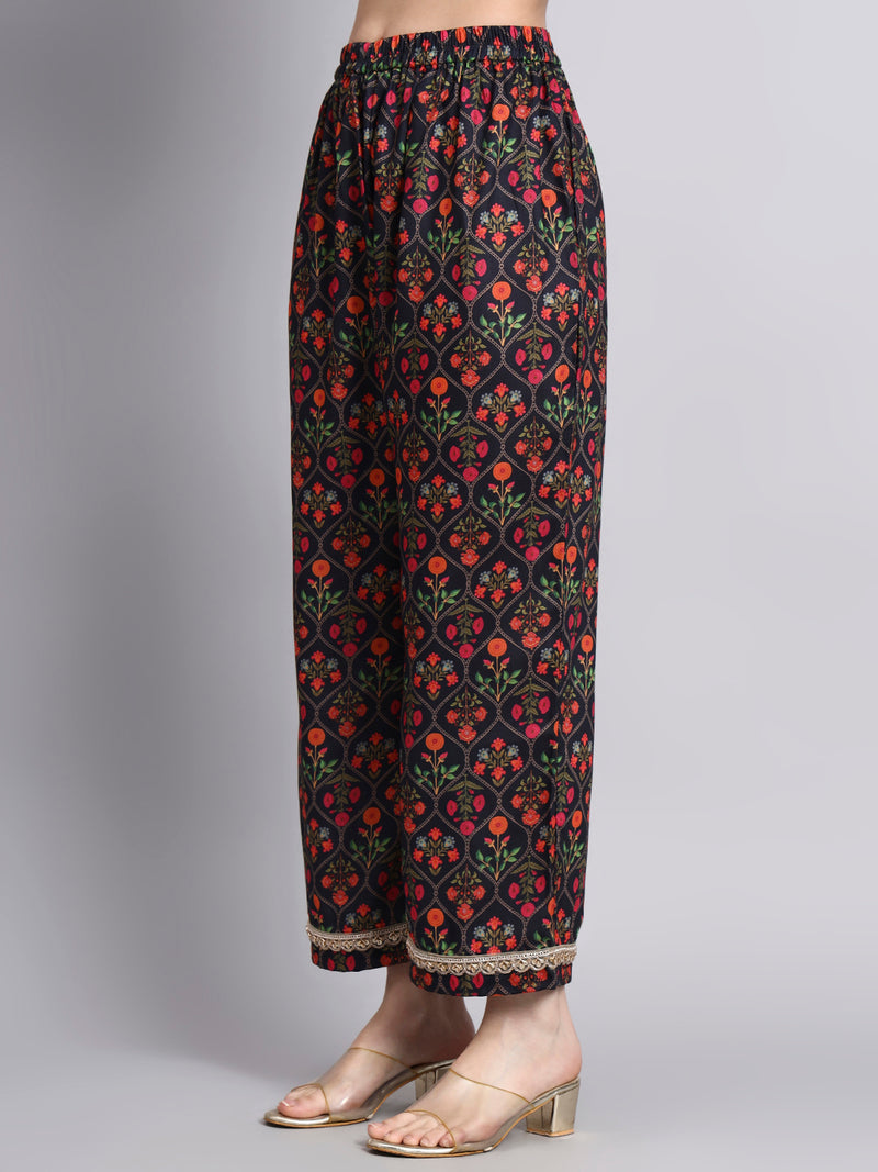 Mahveen Black Mughal Print Anarkali Set