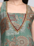 Mehrunisa green & Sleeveless Kurta Set
