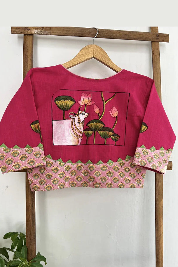 Fuchsia Pink Handpainted Rang-Raas Blouse