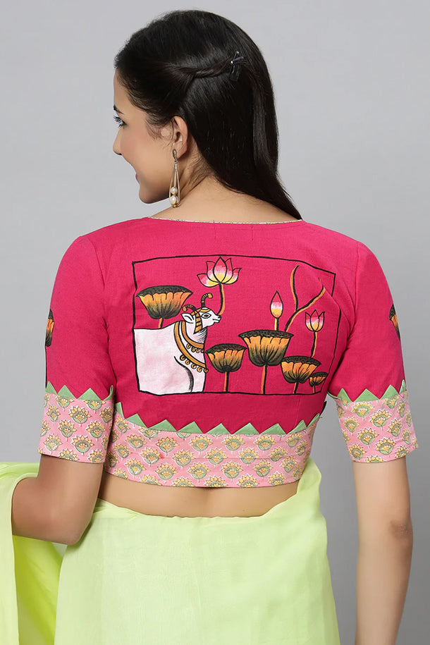 Fuchsia Pink Handpainted Rang-Raas Blouse
