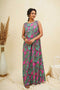 Green Pink Sleeveless Maxi Dress