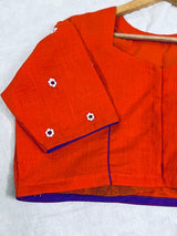 Orange Embroidered Cotton Blouse  - thesaffronsaga