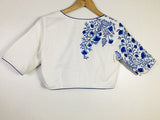 White Foral Embroidery Cotton Blouse  - thesaffronsaga