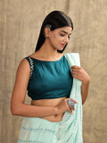 Peacock Blue Embroidered Sleeveless Cotton Padded Blouse