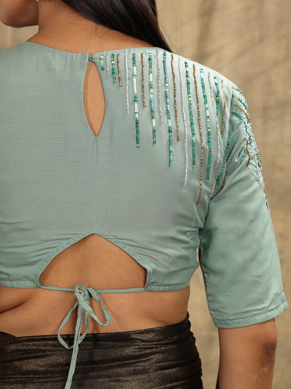 Pastel Green Hand Embroidered Blouse