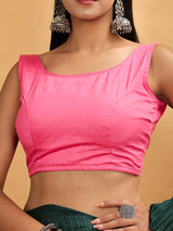 Deep Pink Embroidered Sleeveless Blouse