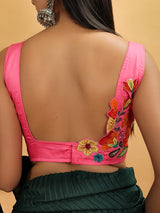 Deep Pink Embroidered Sleeveless Blouse