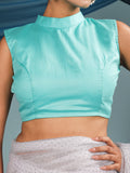 Cyan Blue Sleeveless padded Blouse