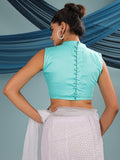 Cyan Blue Sleeveless padded Blouse