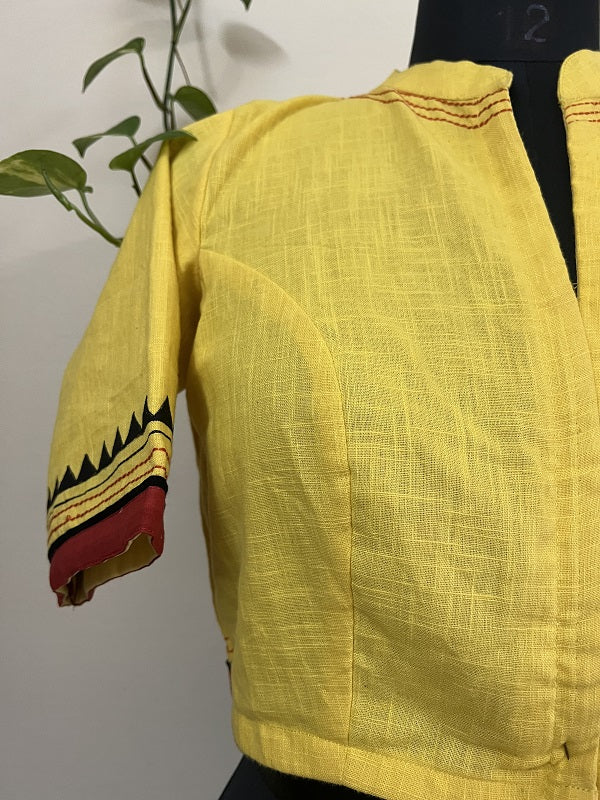 Aishani  Handpainted Yellow Blouse  - thesaffronsaga