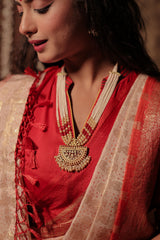 Sindoor Khela - Red Durga Handpainted Blouse