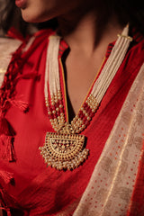 Sindoor Khela - Red Durga Handpainted Blouse
