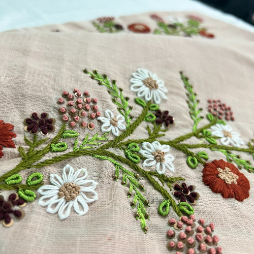 Beige Hand Embroidered Blouse Piece