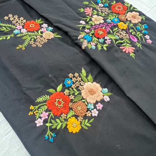 Black Hand Embroidered Blouse Piece