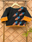 Black Orange  Ikkat Embroidered Blouse
