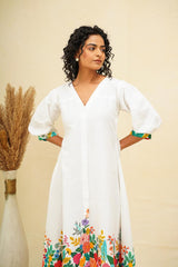 Milk White Kaftan Style Shirt Dress