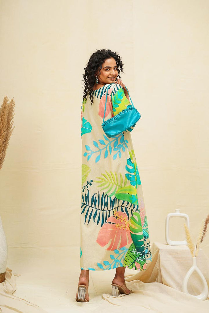 neon kaftan dress Neena Tiered Kaftan Mini Dress in Neon Citrine Furkat & Robbie