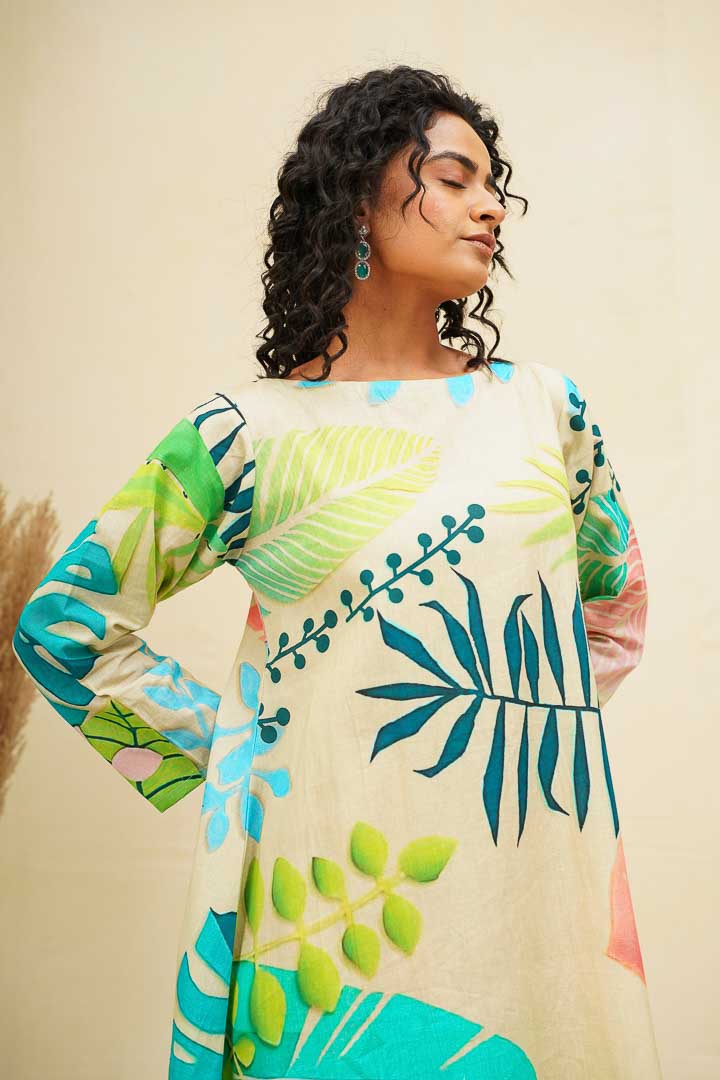 Neon Multicoloured Kaftan Style Shirt Dress