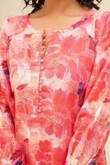 Coral Pink Kaftan Style Shirt Dress