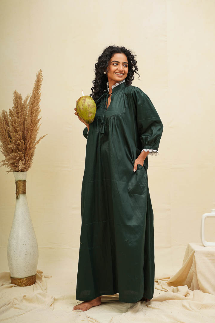 Maxi Gown In Bottle Green Nightie Dress main image 1