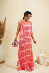 Coral Pink Sleeveless Comfort Dress