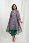 Rani Pink Green Cotton Tropical Print Kurta Set