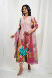Nude Pink Cotton Tropical Print Kurta Set