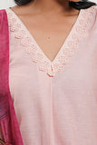 Nude Pink Cotton Tropical Print Kurta Set