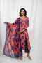 Purple Orange Cotton Floral Kurta Set