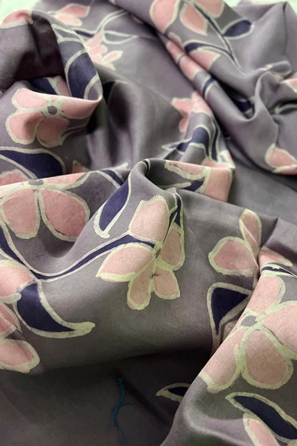 Mauve Pink Floral Batik Print Cotton Blouse Piece