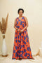 Orange Purple Sleeveless Maxi  Dress