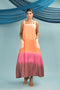 Peach Pink Ombre Dyed Strappy Midi Dress