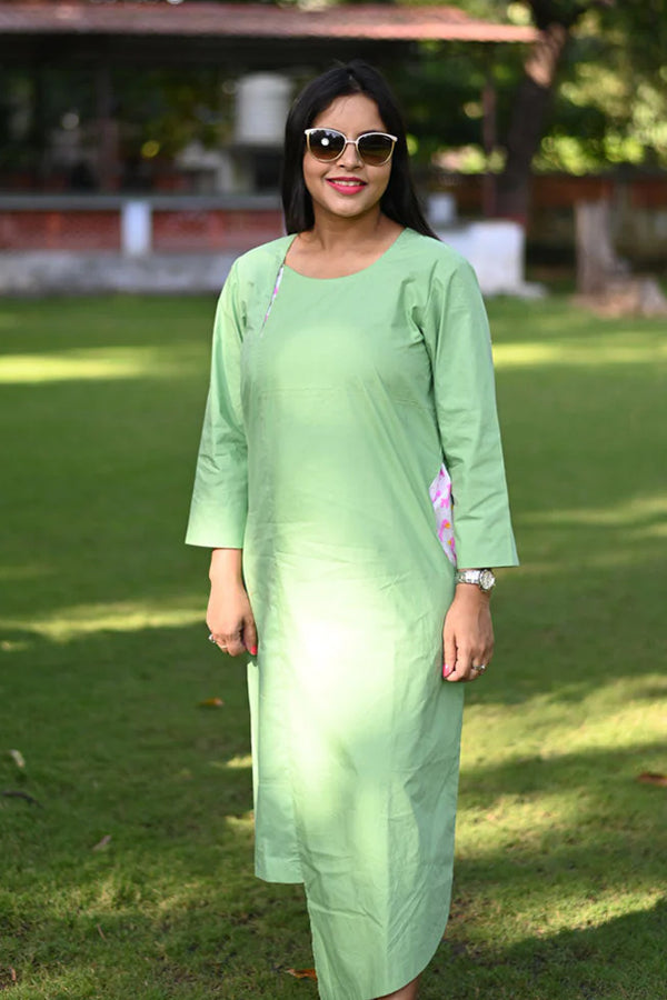 Pista Green Uneven Hemline Dress for Moms