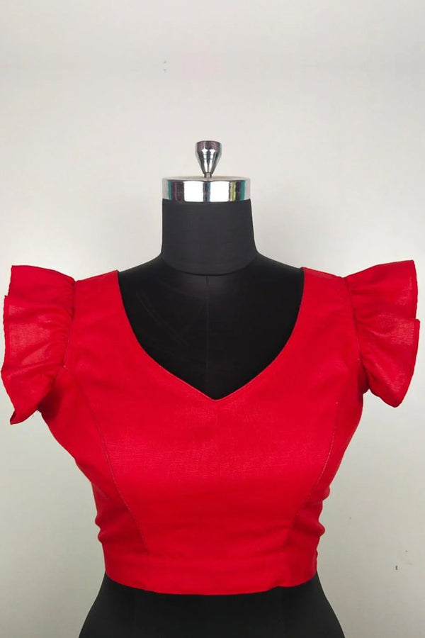 Red Cocktail Cotton Blouse