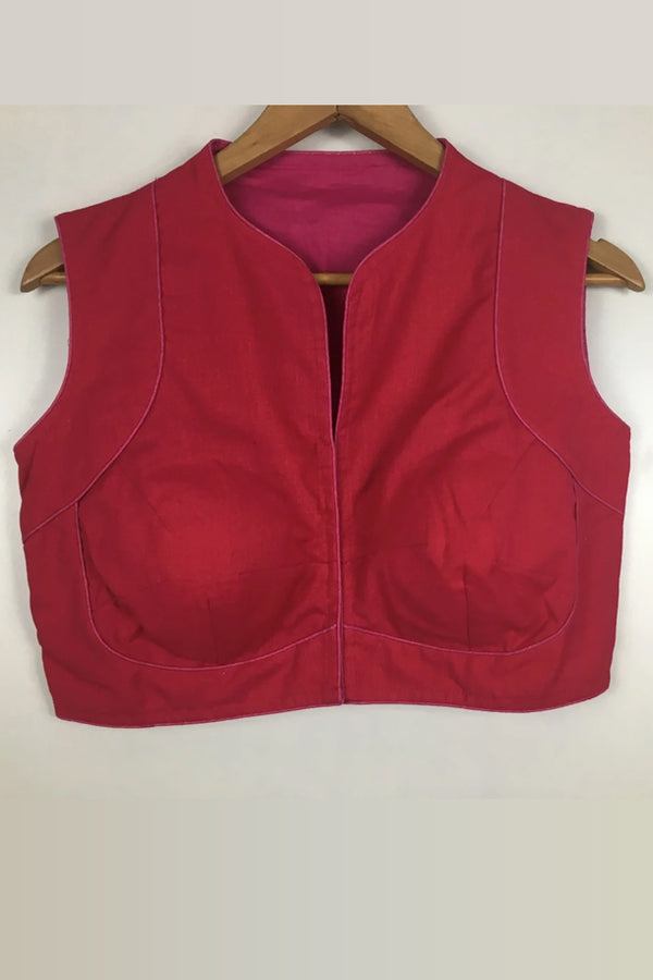 Red Sleeveless Cotton Padded Blouse
