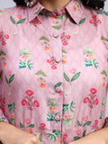 Meher Blush Floral Modal Satin Shirt Dress