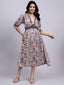 Saanjh Blush Garden Smocked Midi Dress