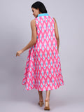Noor Pink Ikat Breeze Midi Dress