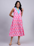 Noor Pink Ikat Breeze Midi Dress