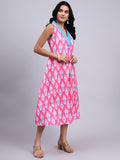 Noor Pink Ikat Breeze Midi Dress