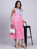 Noor Pink Ikat Breeze Midi Dress