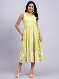 Zaria Lime Blossom Tiered Midi Dress