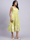 Zaria Lime Blossom Tiered Midi Dress