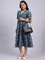 Myra Indigo Trellis Twist Midi Dress