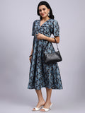 Myra Indigo Trellis Twist Midi Dress