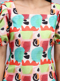 Rhea Pop Art Puff Sleeve Midi Dress