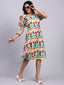 Rhea Pop Art Puff Sleeve Midi Dress