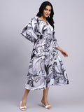 Ira Monochrome Marble Tiered Midi Dress